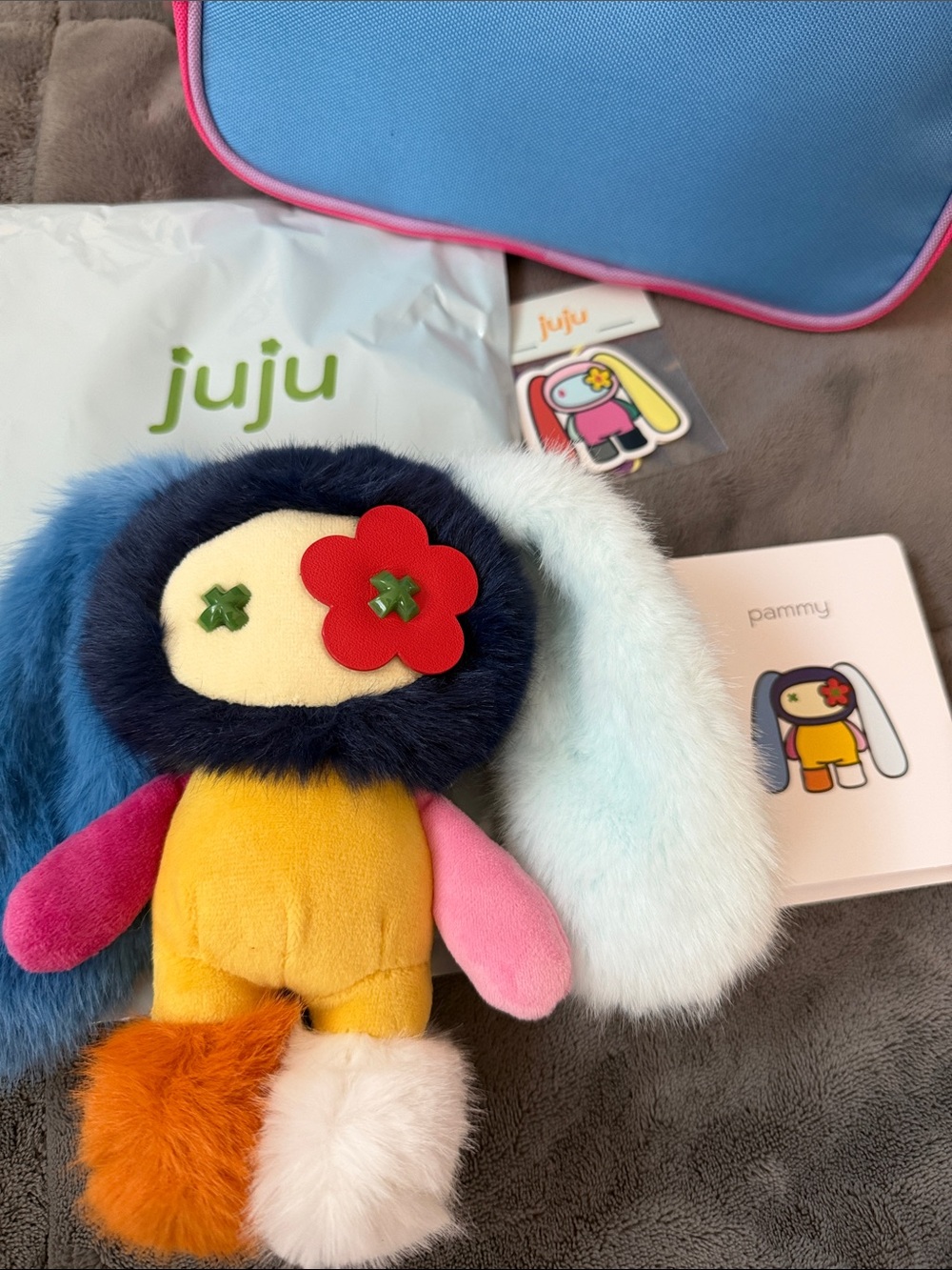 JuJu mismatched series. “Pammy “Plush Toy - Yellow, Pink, Blue, Orange, White